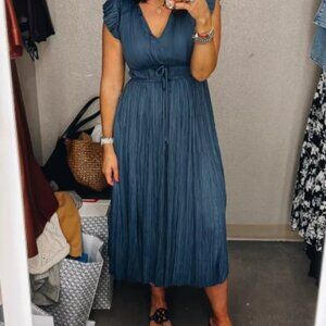 NWOT - Moon River Pleated Midi Dress in Teal, Size Large